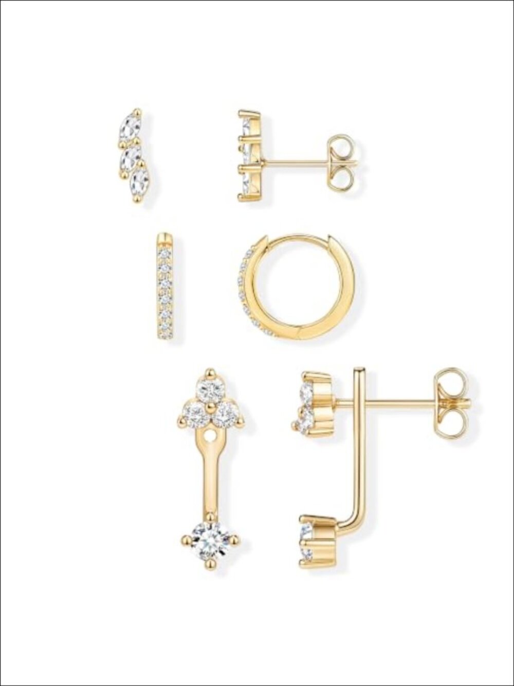 Sterling Silver Huggie Hoop Earrings Set 14K Gold Plated Hypoallergenic